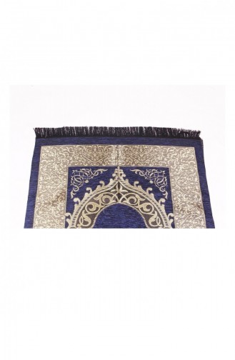 Luxuriöser Osmanischer Chenille-Gebetsteppich 0170 Marineblau Farbe 4447854447852 4447854447852