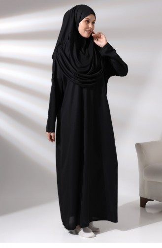 Tek Parça Namaz Elbisesi Siyah 5015 4480774480776