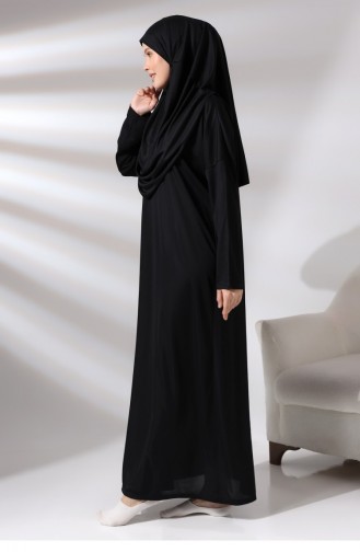 Tek Parça Namaz Elbisesi Siyah 5015 4480774480776