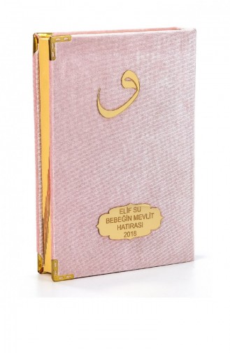Met Fluweel Bedekt Naamplaatje Middelgroot Roze Betekenisvolle Koran Met Vav-letters 4503514503518 4503514503518
