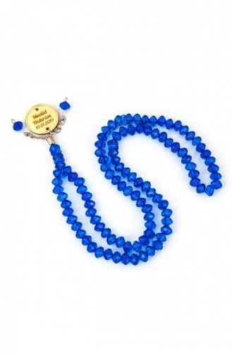 99 Lu Crystal Hajj Umrah Cadeau Perles De Prière Avec Plaque Nominative Personnalisée Bleu Marine 4531534531532 4531534531532