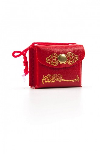 Mini Koran Met Leren Tas Effen Arabische Rode Kleur 25 Stuks 4531834531836 4531834531836