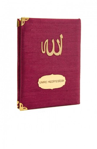 Mit Shantuk-Stoff überzogene Yasin-Büchertaschengröße Personalisierter Teller Burgunderfarbene Farbe Islamische Geschenke 4545844545844 4545844545844