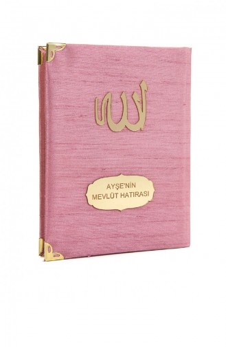 Mit Shantuk-Stoff überzogene Yasin-Büchertaschengröße Personalisierter Teller Rosa Farbe Islamische Geschenke 4545854545858 4545854545858