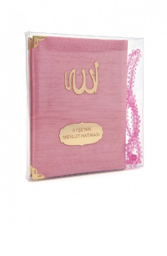 Mit Shantuk-Stoff überzogener Yasin-Bücher In Taschengröße Personalisierter Teller Mit Rosenkranz-Box Rosa Farbe Islamische Geschenke 4545914545910 4545914545910