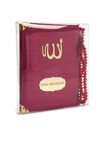 Şantuk Kumaş Kaplı Yasin Kitabı Çanta Boy İsme Özel Plakalı Tesbihli Kutulu Bordo Renk İslami Hediyeler 4545944545942