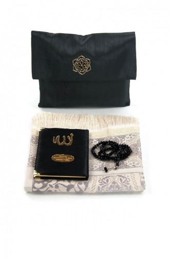 Shantuk Tissu Couvert Yasin Book Bag Taille Plaque Personnalisée Tapis De Prière Perles De Prière Pochette Couleur Noire Cadeau Communautaire 4549544549546 4549544549546