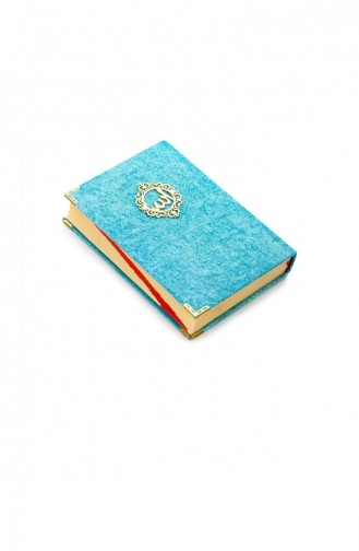 Translated Quran Velvet Covered With Allah Words Medium Size Blue Color 4564154564154 4564154564154