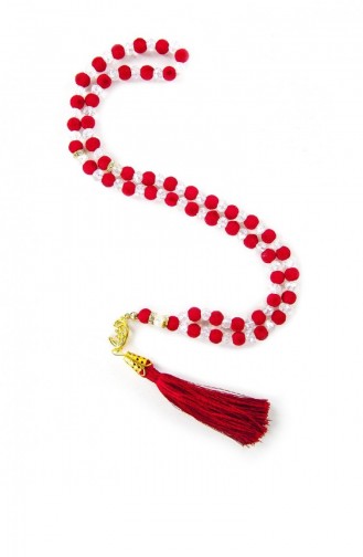 Special Velvet Patterned Tasseled 99 Lu Crystal Hajj Umrah Gift Prayer Beads Red 4568504568502 4568504568502