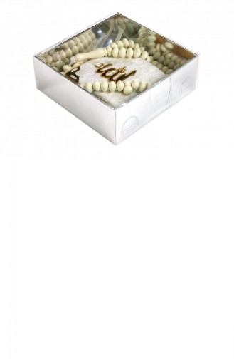 Velvet Covered Mini Quran Box With Rosary Cream 4569104569104 4569104569104