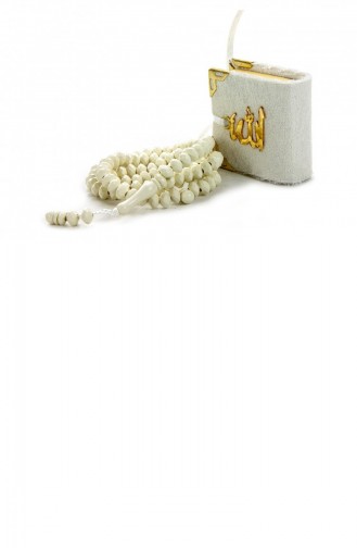 Mini Boîte Coran Recouverte De Velours Avec Chapelet Crème 4569104569104 4569104569104