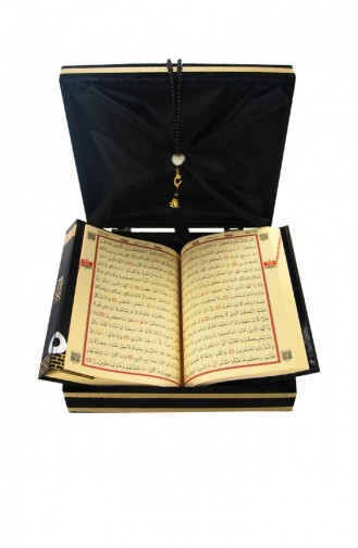 Anneler Günü Hediyesi Dini Hediyelik Özel Şık Kadife Kutulu Kabe Desenli Kuran İnci Tesbih Seti 4572284572284