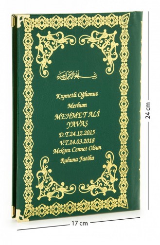 50 Naam Gedrukt Hardcover Yasin Boek Middelgroot 176 Pagina`s Groene Kleur Mevlid Geschenk 4897654200563 4897654200563