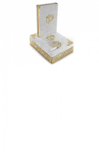Special Elif Vav Plexi Decorated Gift Velvet Covered Boxed Quran White 4897654300257 4897654300257
