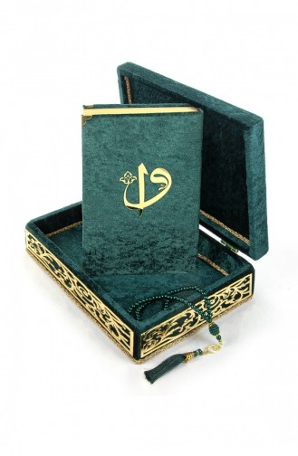 Special Elif Vav Plexi Decorated Gift Velvet Covered Boxed Quran Green 4897654300259 4897654300259