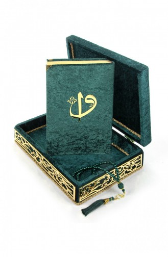 Spécial Elif Vav Plexi Décoré Cadeau Velours Couvert Coran Vert 4897654300259 4897654300259