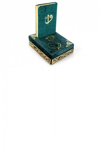 Spécial Elif Vav Plexi Décoré Cadeau Velours Couvert Coran Vert 4897654300259 4897654300259