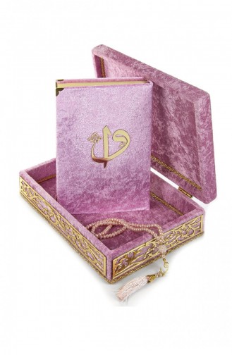Special Elif Vav Plexi Decorated Gift Velvet Covered Boxed Quran Pink 4897654300260 4897654300260