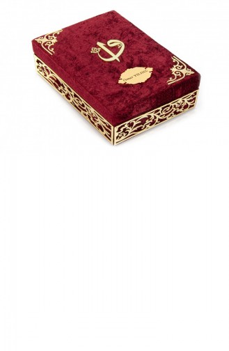 Special Elif Vav Plexiglass Decorated Gift Velvet Covered Boxed Quran Claret Red 4897654300266 4897654300266