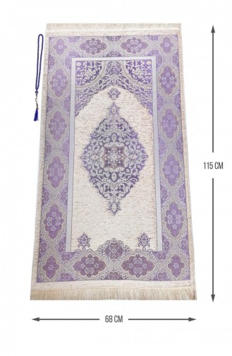 Luxury Light Color Ottoman Chenille Prayer Rug Prayer Beads Gift Lilac 4897654300308 4897654300308