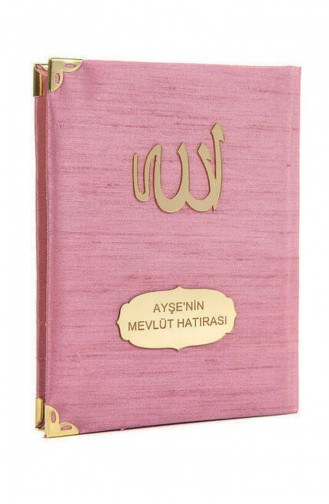 10 Adet Şantuk Kumaş Kaplı Yasin Kitabı Çanta Boy İsme Özel Plakalı Pembe Renk İslami Hediyeler 4897654300413