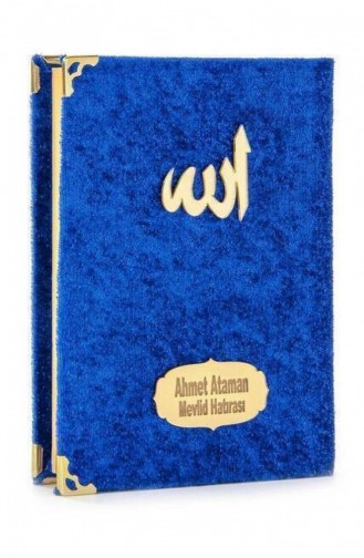 20 Pieces Economical Velvet Covered Yasin Book Bag Size Name Printed Plate Navy Blue Mevlid Gift 4897654300424 4897654300424