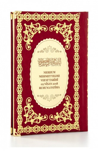 50 Adet Ciltli Yasin Kitabı İsme Özel Plakalı Orta Boy 176 Sayfa Bordo Renk Mevlüt Hediyeliği 4897654300522