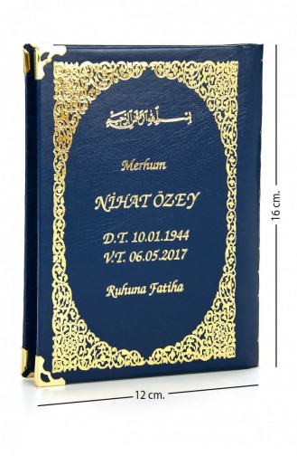 حقيبة كتب ياسين مطبوعة بغلاف مقوى بحجم 128 صفحة، صندوق شفاف مع سبحة صلاة، لون أزرق داكن، مجموعة هدايا دينية 4897654300551 4897654300551