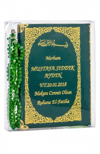 50 Mit Namen Bedruckte Yasin-Büchertaschen Größe 128 Seiten Transparente Box Mit Gebetsperlen Grüne Farbe Religiöses Geschenkset 4897654300554 4897654300554