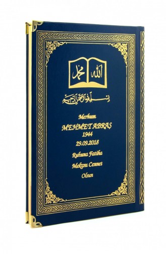 50 Mit Namen Bedrucktes Hardcover-Buch Von Yasin Ottoman Gemustert Mittlere Größe 176 Seiten Dunkelblaue Farbe Religiöses Geschenk 4897654300604 4897654300604