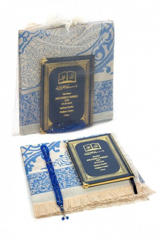 50 Pieces Name Printed Hardcover Book Of Yasin Prayer Rug Crystal Prayer Beads Set Personalized Gift 4897654300609 4897654300609