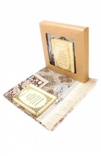 50 Name Printed Hardcover Yasin Books With Prayer Mats And Prayer Beige Boxed Beige Mevlit Gift Set 4897654300612 4897654300612