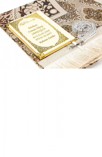 50 Name Printed Hardcover Yasin Books With Prayer Mats And Prayer Beige Boxed Beige Mevlit Gift Set 4897654300612 4897654300612