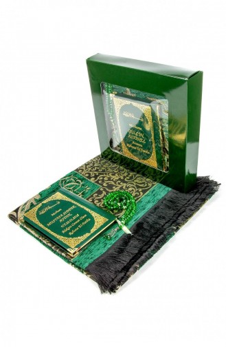 50 Name Printed Hardcover Yasin Books With Prayer Mats And Prayer Beads Boxed Green Mevlit Gift Set 4897654300617 4897654300617