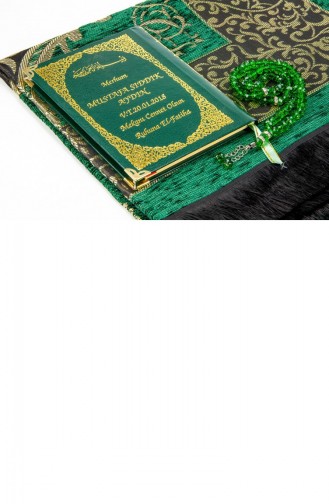 50 Name Printed Hardcover Yasin Books With Prayer Mats And Prayer Beads Boxed Green Mevlit Gift Set 4897654300617 4897654300617