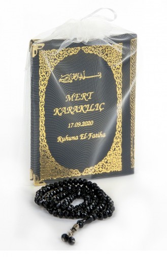 50 Name Printed Hardcover Yasin Book Bag Size 128 Pages With Prayer Beads Black Color Mevlit Gift 4897654300622 4897654300622