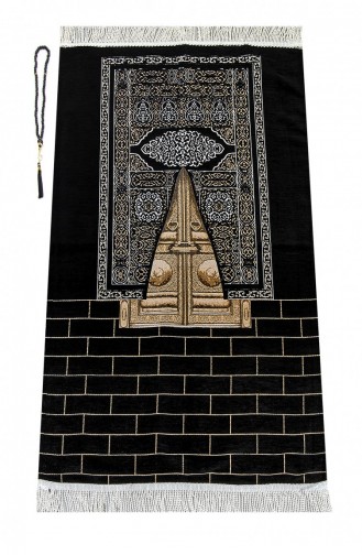 Tapis De Prière En Chenille à Motifs Modèle De Porte Kaaba Noir 4897654300965 4897654300965