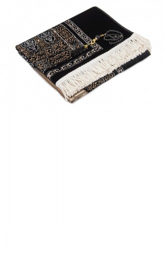 Kaaba Door Model Gemusterter Chenille-Gebetsteppich Schwarz 4897654300965 4897654300965