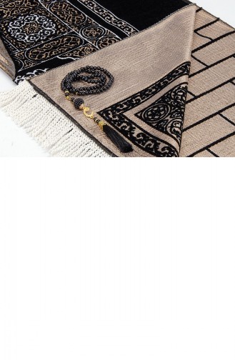 Kaaba Door Model Gemusterter Chenille-Gebetsteppich Schwarz 4897654300965 4897654300965