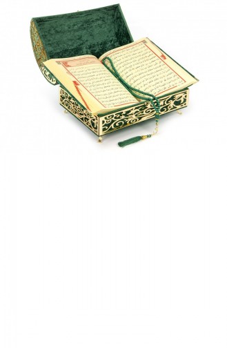 طقم قرآن هدية شخصية مغطى بصندوق كنز مخملي أخضر 4897654301013 4897654301013