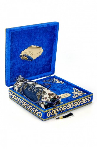 Mit Samt überzogene Truhe Personalisiertes Geschenk-Koran-Set Mit Gebetsteppich Marineblau 4897654301020 4897654301020