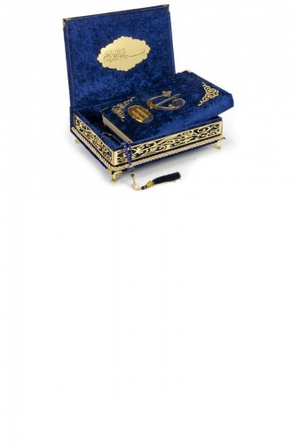 Personalized Gift Quran Set With Sponge Velvet Covered Case Navy Blue 4897654301025 4897654301025