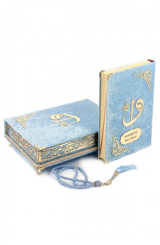 Personalized Gift Quran Set With Sponge Velvet Covered Case Blue 4897654301027 4897654301027