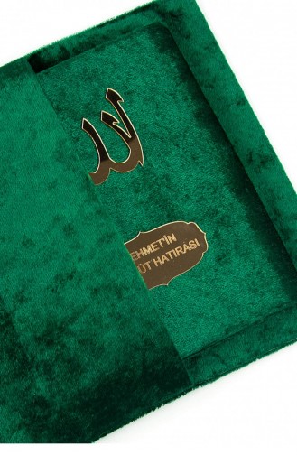 20 Pieces Of Velvet Covered Yasin Book Bag Size Personalized Plate Prayer Bead Pouch Boxed Green Color Mevlit Gift 4897654301127 4897654301127
