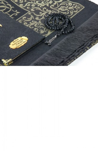 10 Adet Özel Hediyelik Kadife Kaplı Yasin Kitabı Çanta Boy İsme Özel Plakalı Seccadeli Tesbihli Kutulu Siyah 4897654301141