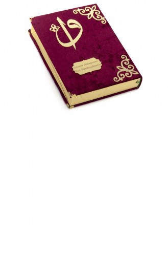 Gift Velvet Covered Name Custom Plexi Patterned Arabic Medium Size Quran Claret Red 4897654301150 4897654301150