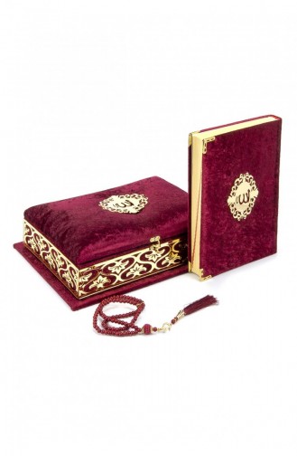 Velvet Covered Plexi Embroidered Chest Special Gift Quran Red 48976543011579 48976543011579