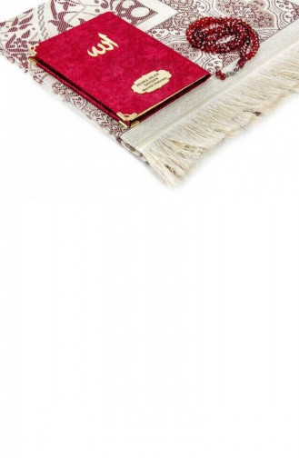 Zakformaat Fluwelen Yasin-boek Met Naamplaatje Gebedskleed Gebedskralen Speciale Set Met Doos Bordeauxrood 4897654301338 4897654301338