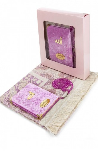 Velvet Yasin Book Bag Size Name Plate Prayer Rug With Rosary Box Pink 4897654301348 4897654301348