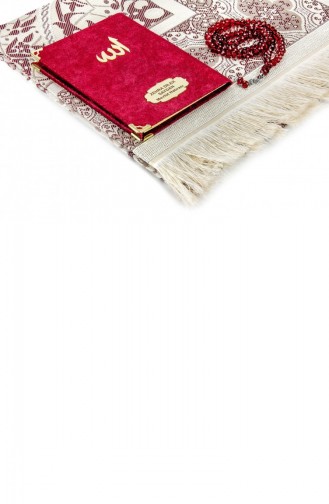 Samt-Yasin-Büchertaschengröße Namensschild-Gebetsteppich Mit Gebetsperlenbox Rot 4897654301352 4897654301352
